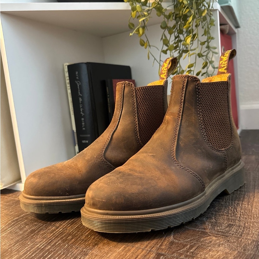 Dr. Martens Brown Ankle Boots with Elastic Panels